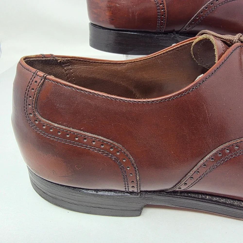 Nuflex Prime Oxford Shoes Mens 12 Cap Toe Brown Leather Brogue Made in USA